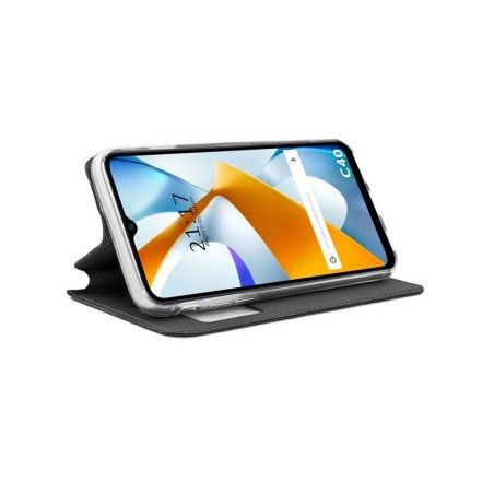 Funda Libro Soporte con Ventana para Xiaomi POCO C40 color Negra