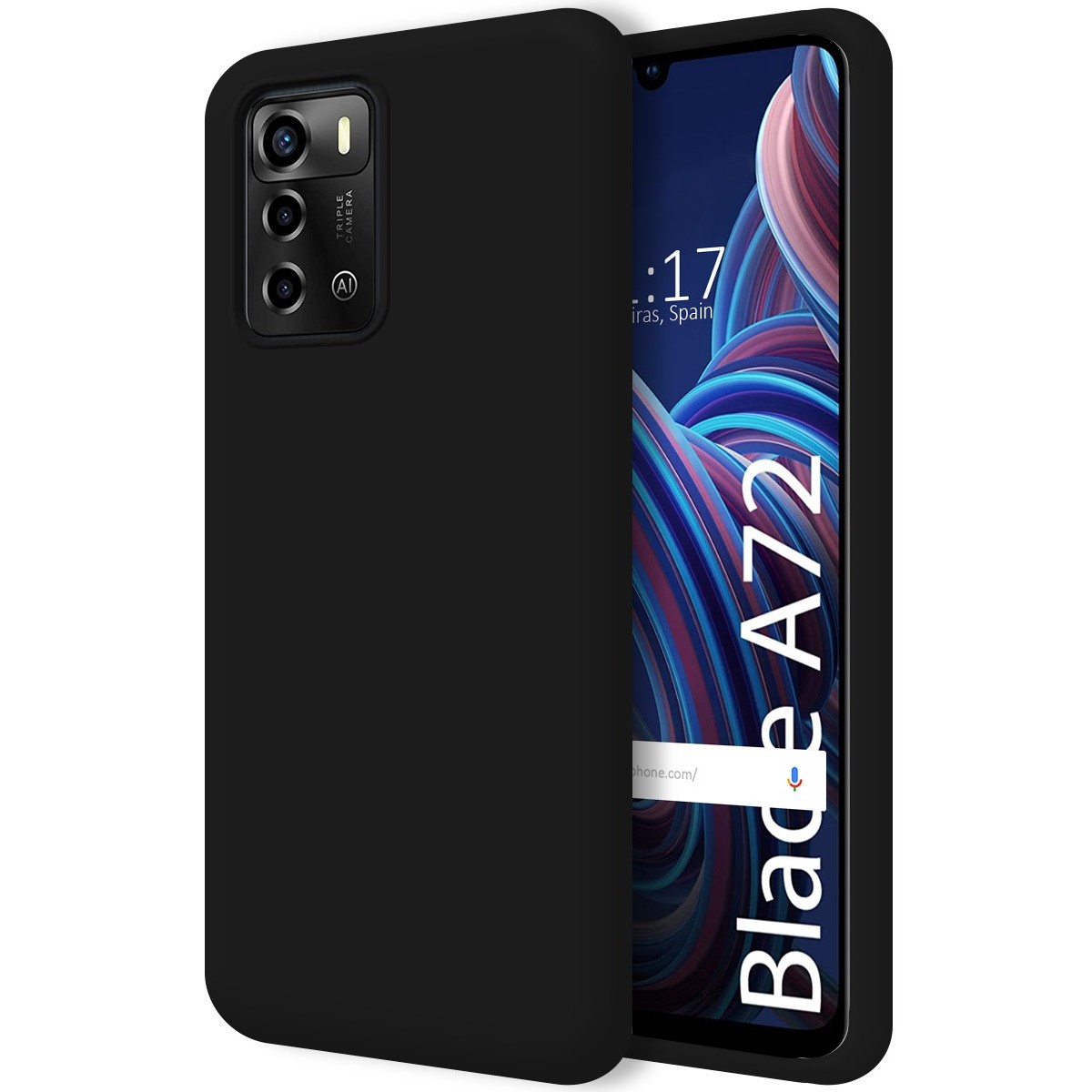 Funda Silicona Líquida Ultra Suave para ZTE Blade A72 color Negra