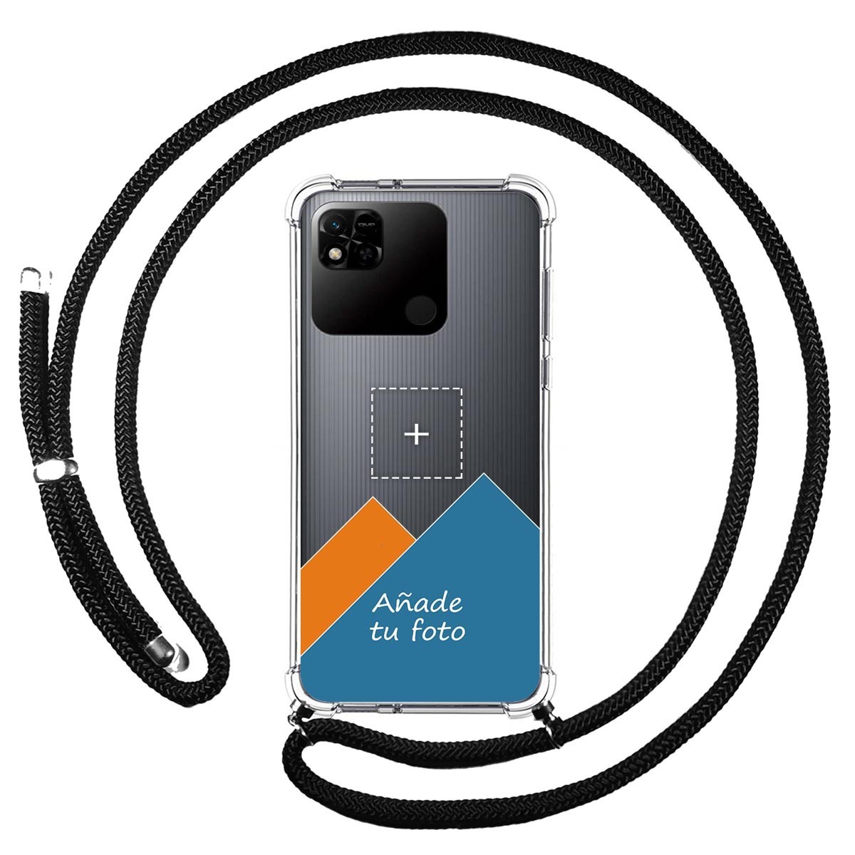 Personaliza tu Funda Colgante Transparente para Xiaomi Redmi 10A con Cordon Negro Dibujo Personalizada