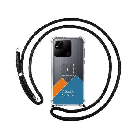 Personaliza tu Funda Colgante Transparente para Xiaomi Redmi 10A con Cordon Negro Dibujo Personalizada