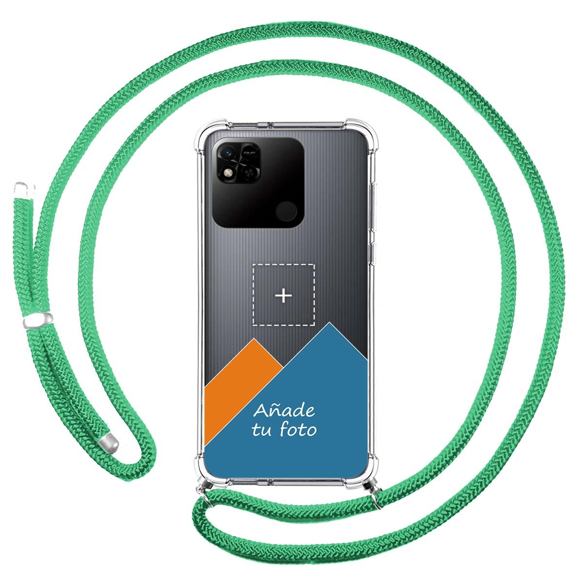 Personaliza tu Funda Colgante Transparente para Xiaomi Redmi 10A con Cordon Verde Agua Dibujo Personalizada