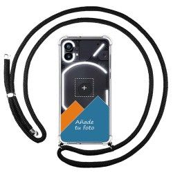 Personaliza tu Funda Colgante Transparente para Nothing Phone 1 con Cordon Negro Dibujo Personalizada