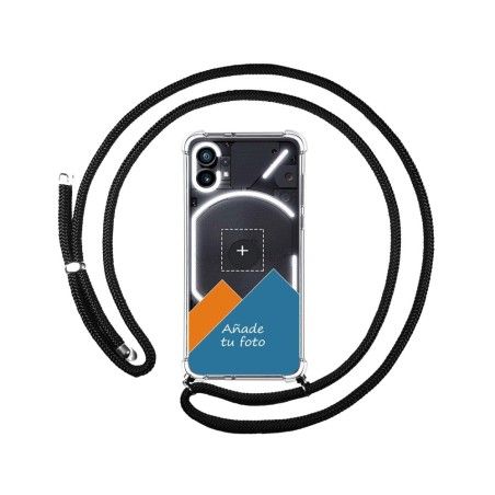 Personaliza tu Funda Colgante Transparente para Nothing Phone 1 con Cordon Negro Dibujo Personalizada