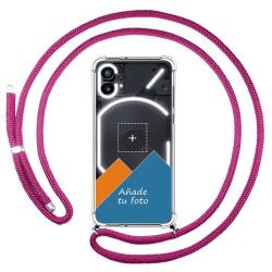Personaliza tu Funda Colgante Transparente para Nothing Phone 1 con Cordon Rosa Fucsia Dibujo Personalizada