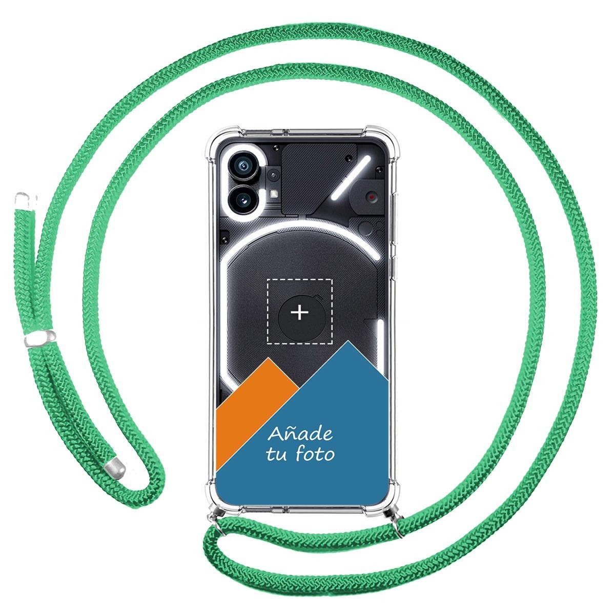 Personaliza tu Funda Colgante Transparente para Nothing Phone 1 con Cordon Verde Agua Dibujo Personalizada