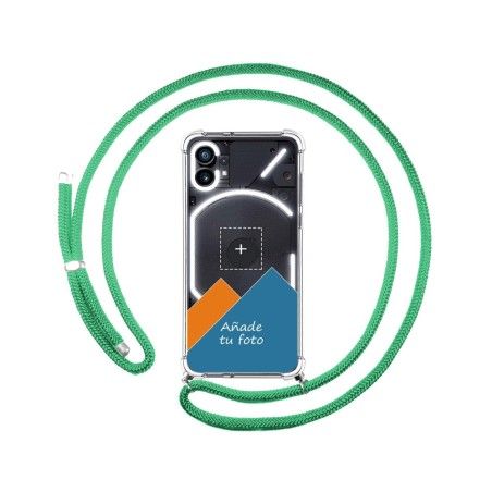 Personaliza tu Funda Colgante Transparente para Nothing Phone 1 con Cordon Verde Agua Dibujo Personalizada