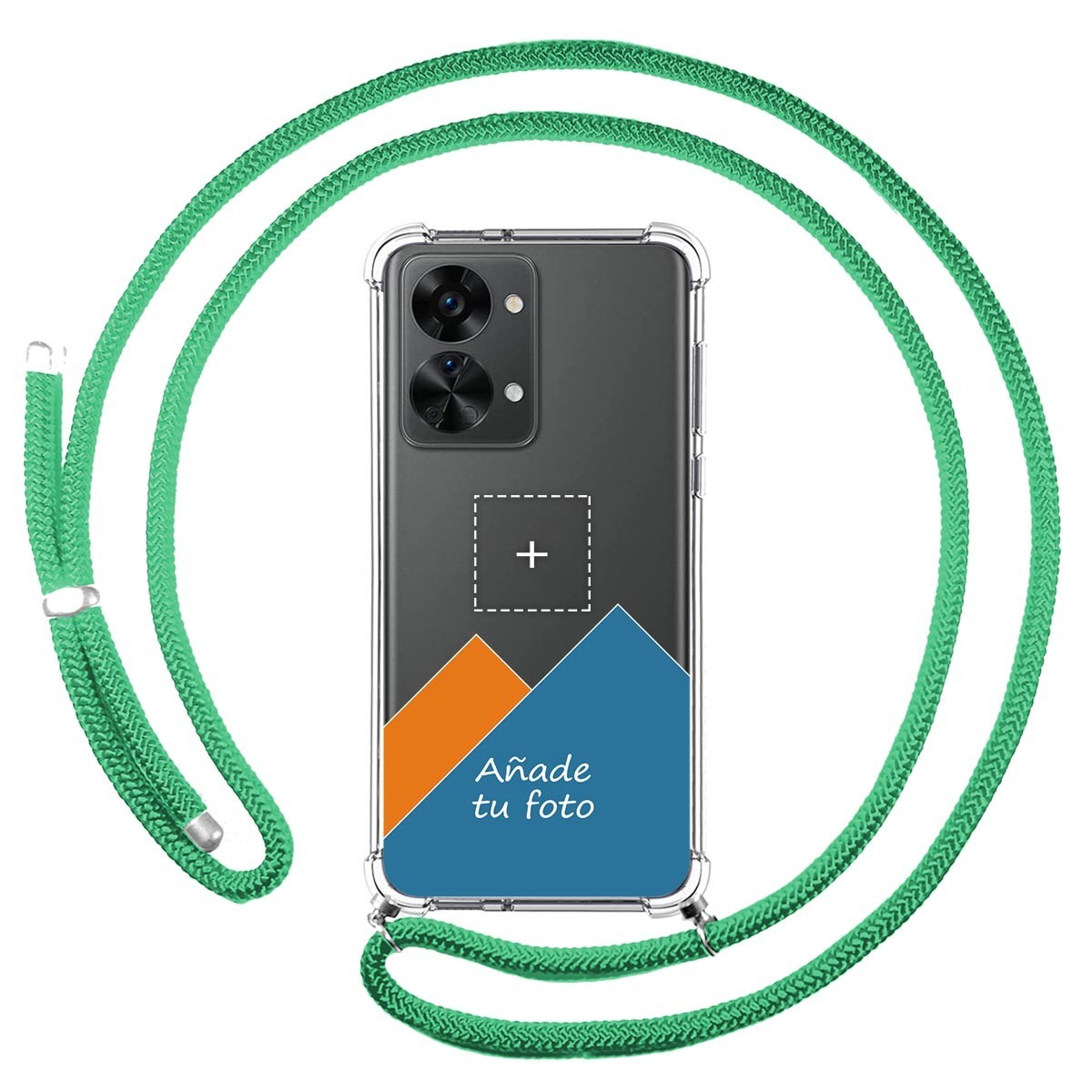 Personaliza tu Funda Colgante Transparente para Oneplus Nord 2T 5G con Cordon Verde Agua Dibujo Personalizada