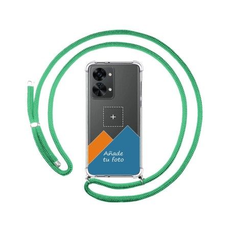Personaliza tu Funda Colgante Transparente para Oneplus Nord 2T 5G con Cordon Verde Agua Dibujo Personalizada