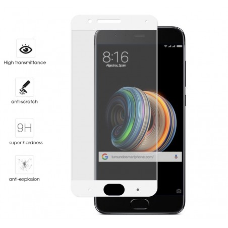 Protector Cristal Templado Frontal Completo Blanco para Xiaomi Mi Note 3 5.5"" Vidrio