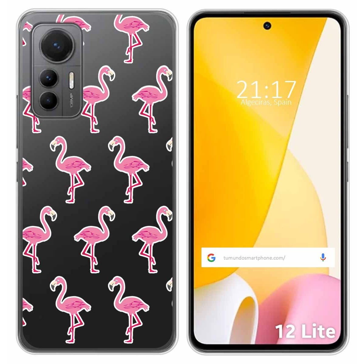 Funda Silicona Transparente para Xiaomi 12 Lite 5G diseño Flamenco Dibujos