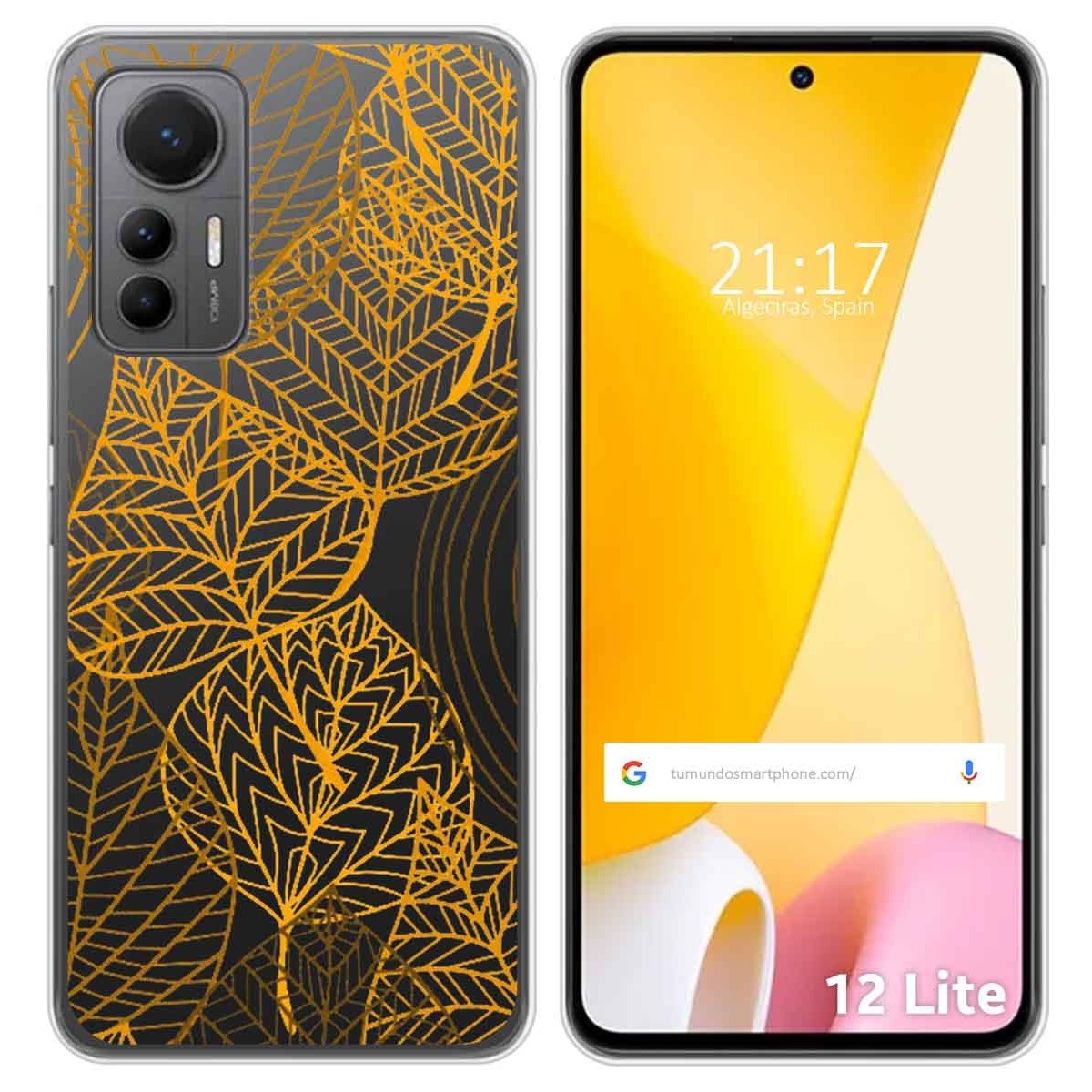 Funda Silicona Transparente para Xiaomi 12 Lite 5G diseño Hojas Dibujos