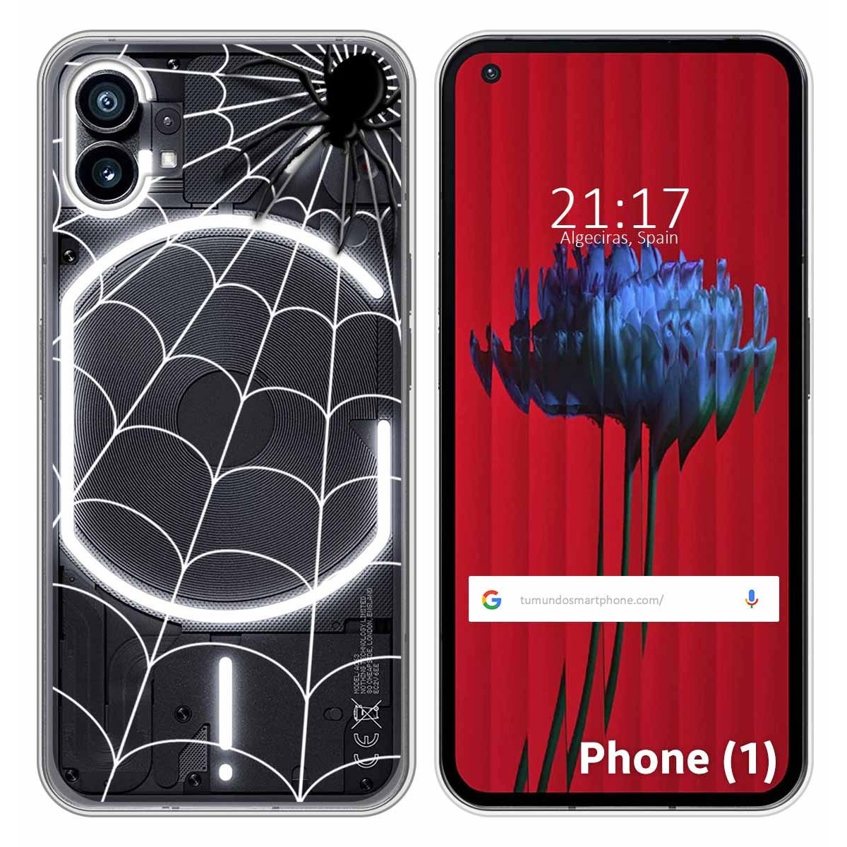 Funda Silicona Transparente para Nothing Phone 1 diseño Araña Dibujos