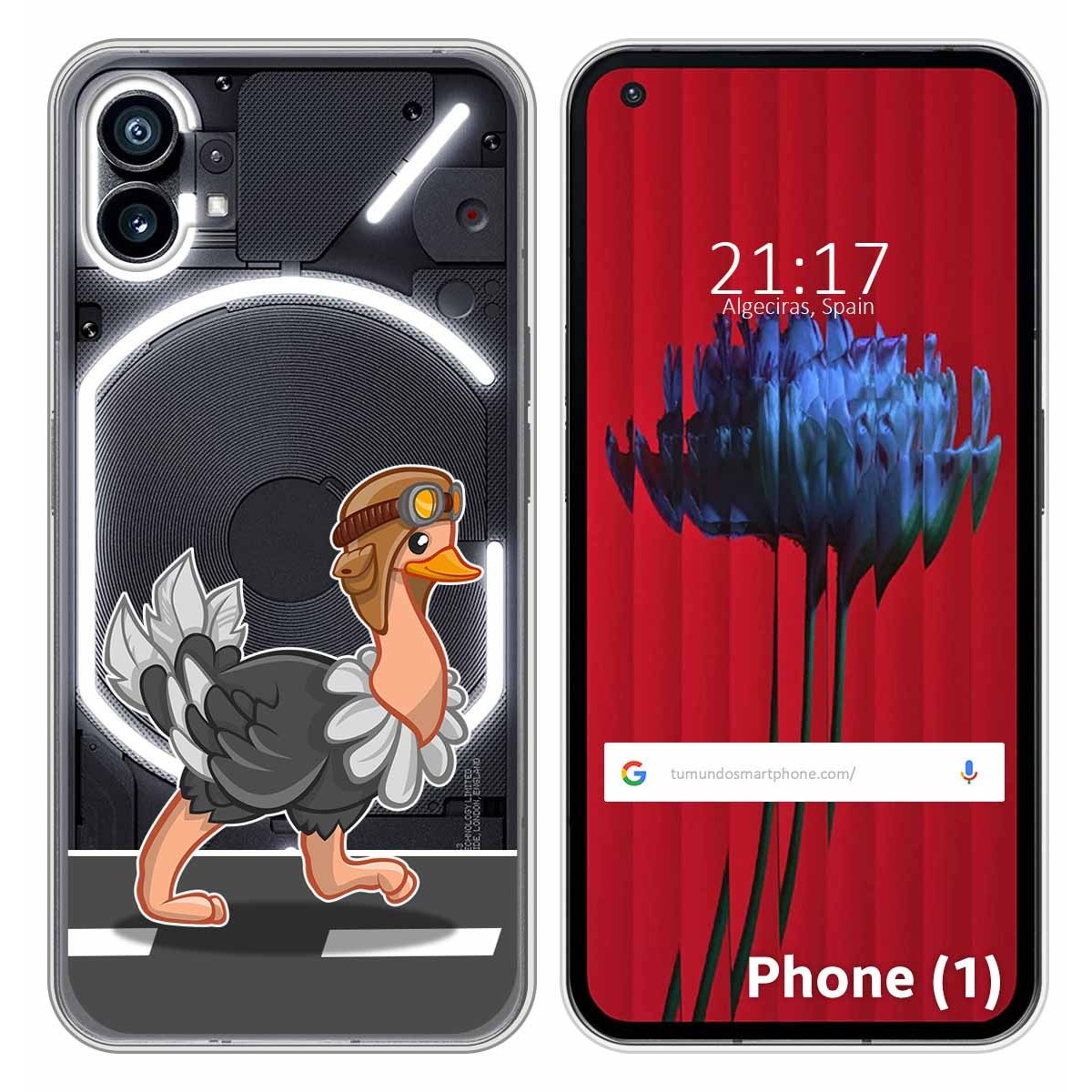 Funda Silicona Transparente para Nothing Phone 1 diseño Avestruz Dibujos