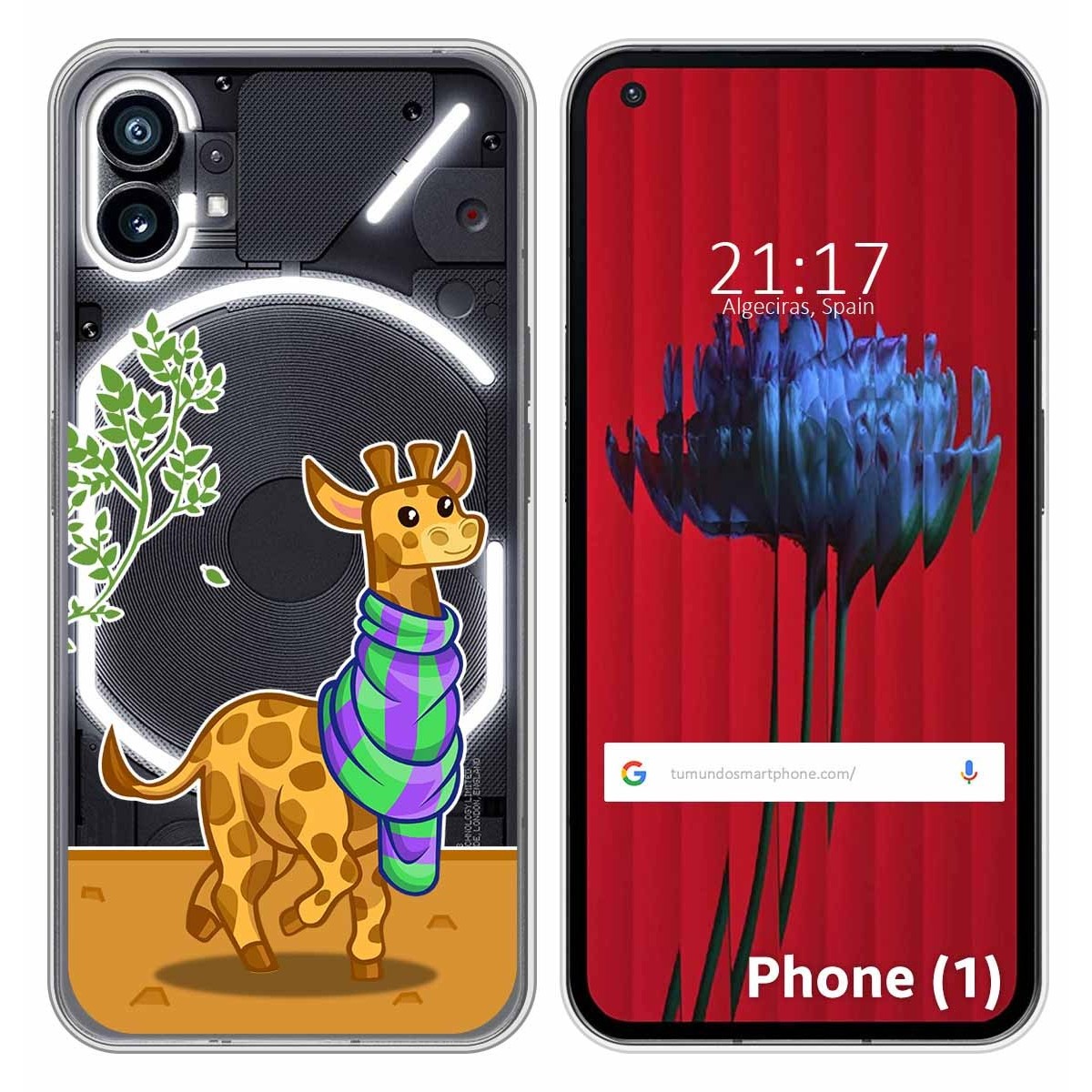 Funda Silicona Transparente para Nothing Phone 1 diseño Jirafa Dibujos
