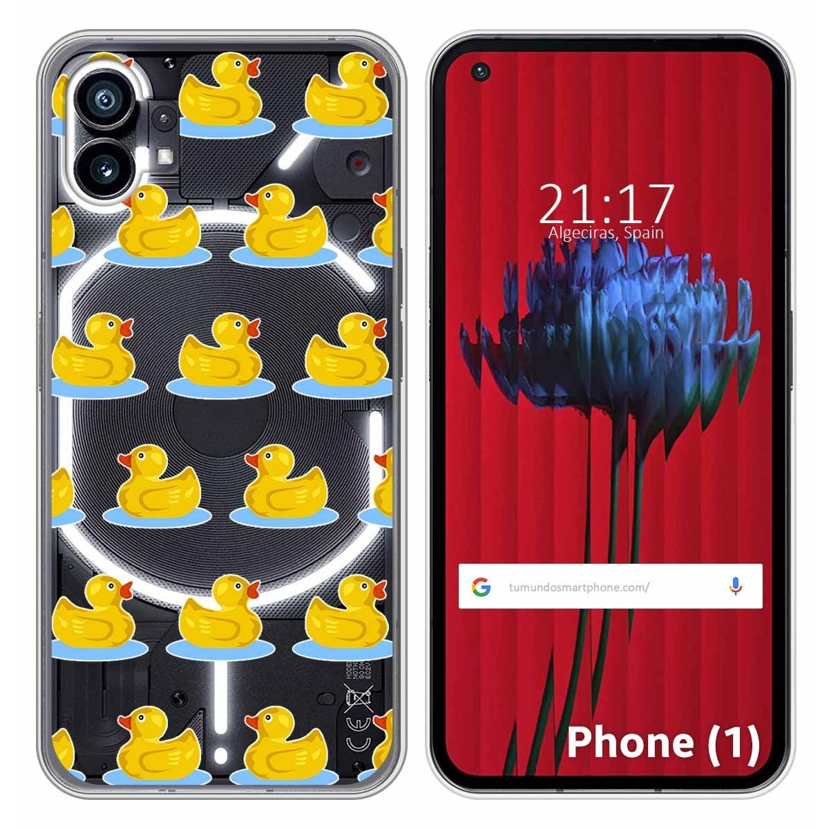 Funda Silicona Transparente para Nothing Phone 1 diseño Pato Dibujos