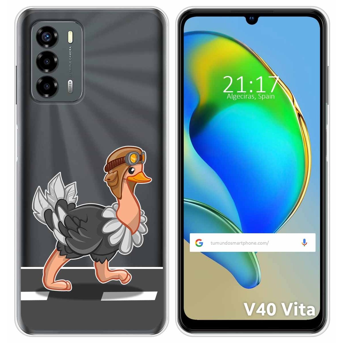 Funda Silicona Transparente para ZTE Blade V40 Vita diseño Avestruz Dibujos