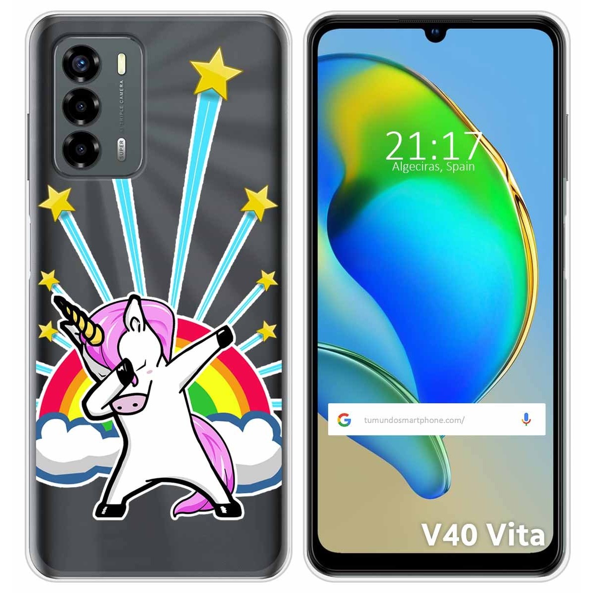 Funda Silicona Transparente para ZTE Blade V40 Vita diseño Unicornio Dibujos