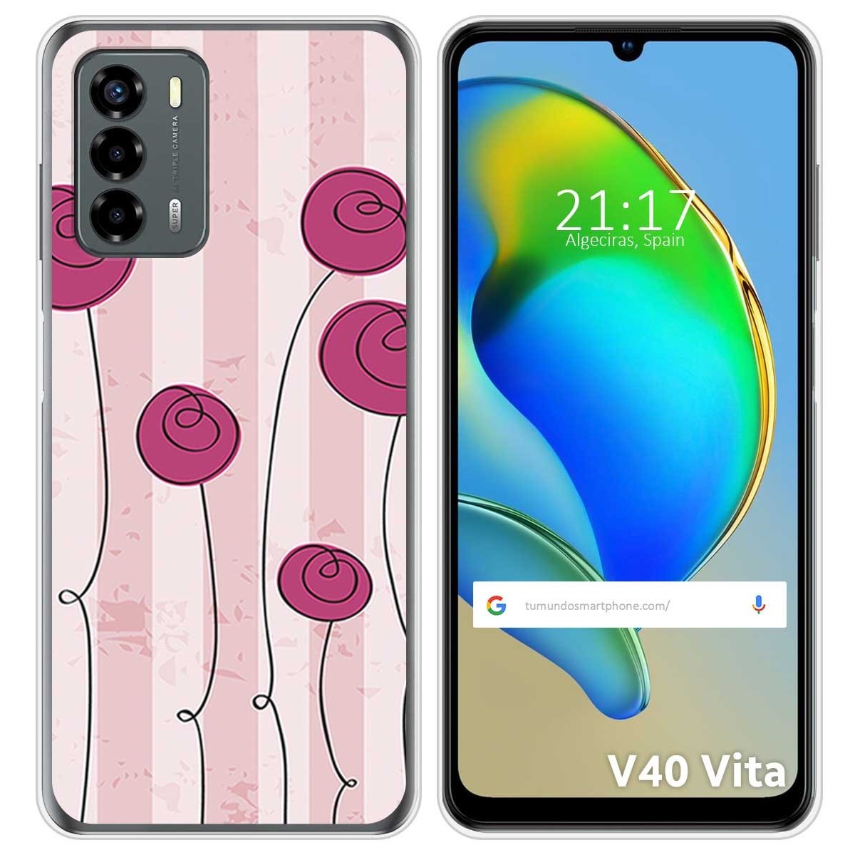 Funda Silicona para ZTE Blade V40 Vita diseño Flores Vintage Dibujos