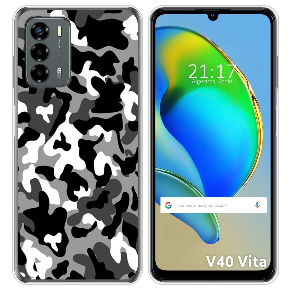 Funda Silicona para ZTE Blade V40 Vita diseño Snow Camuflaje Dibujos