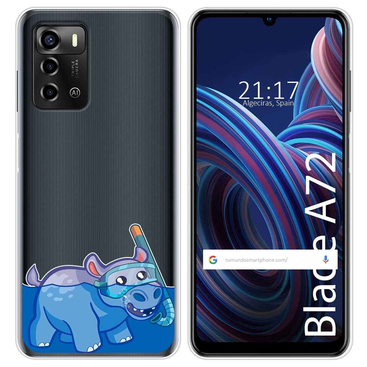 Funda Silicona Transparente para ZTE Blade A72 diseño Hipo Dibujos