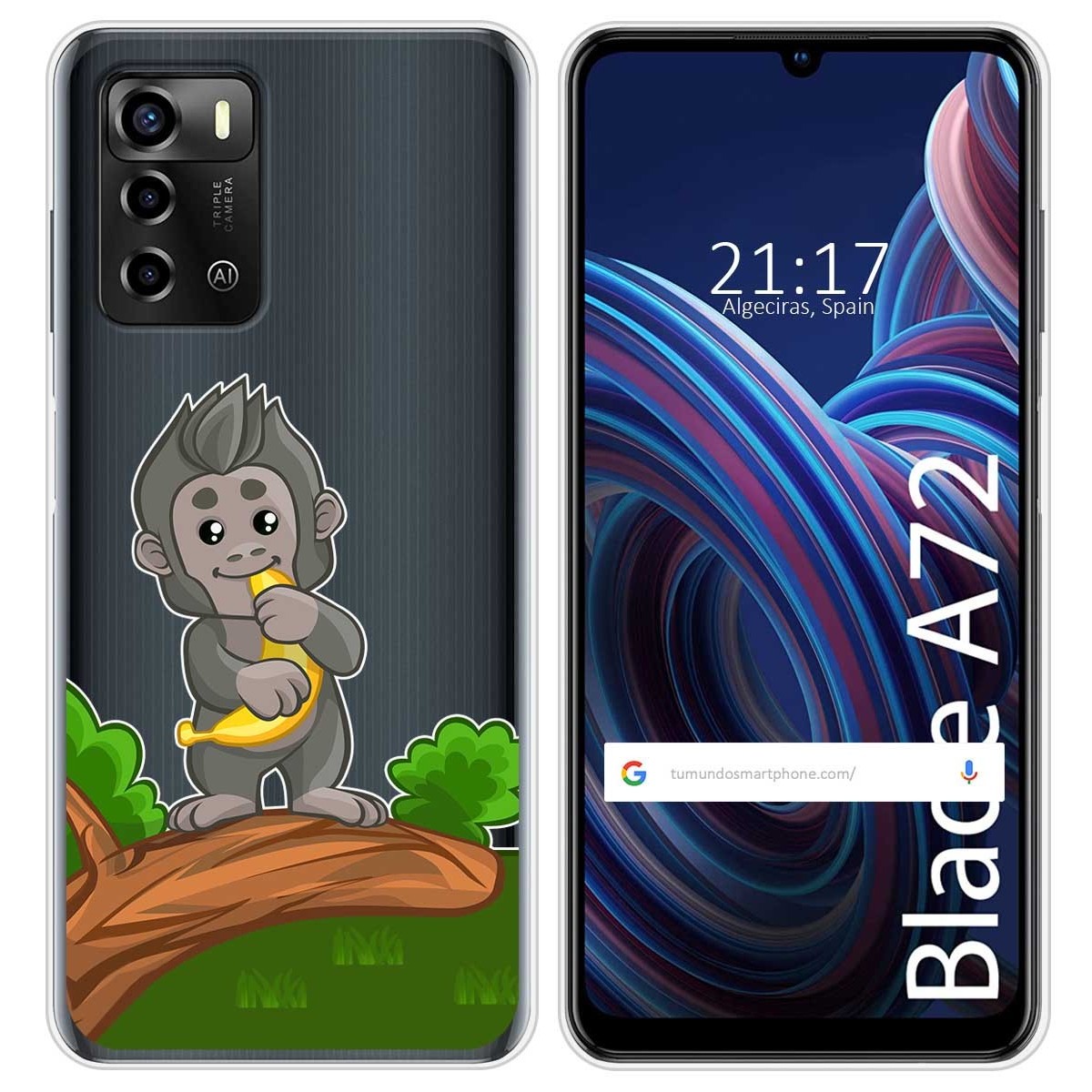 Funda Silicona Transparente para ZTE Blade A72 diseño Mono Dibujos