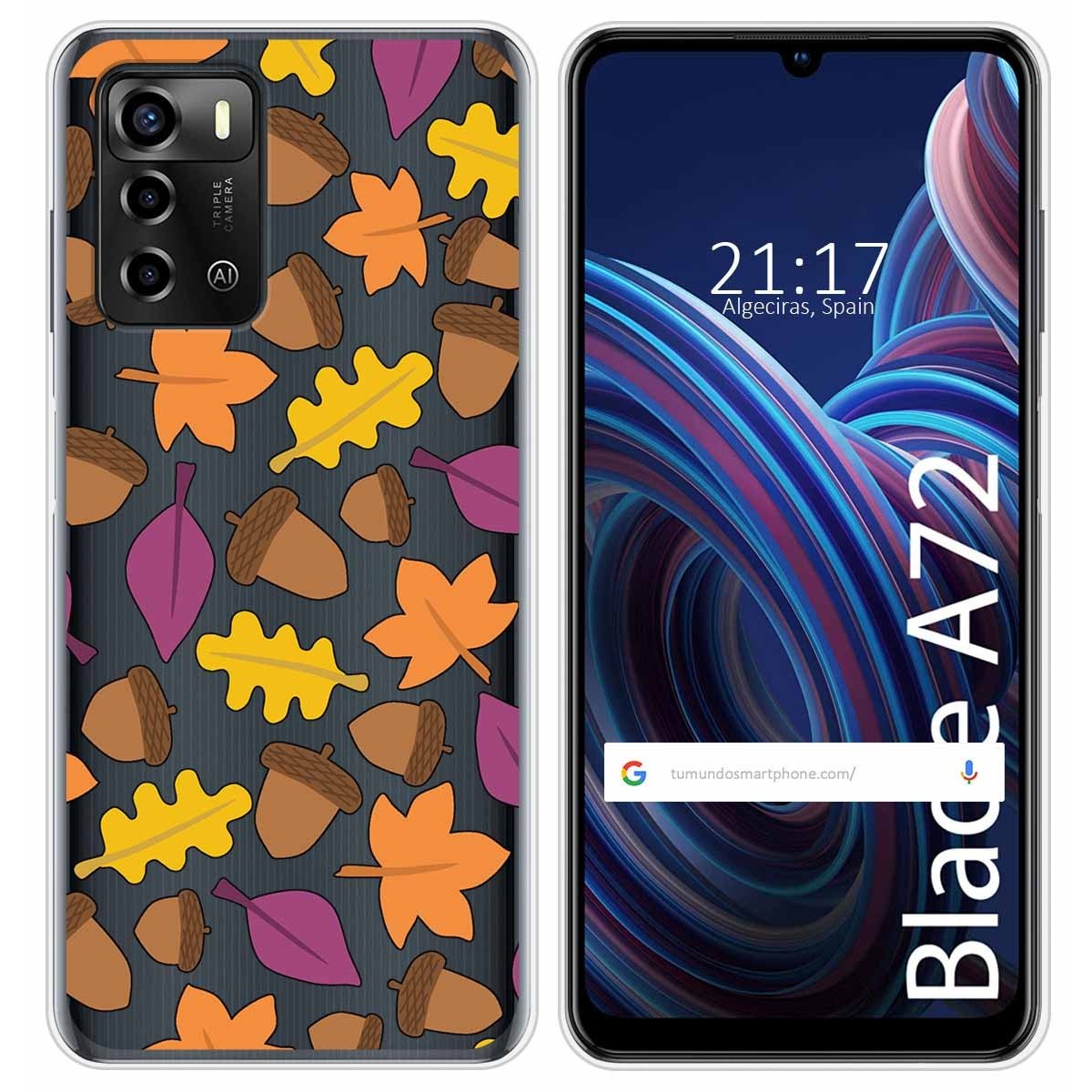 Funda Silicona Transparente para ZTE Blade A72 diseño Otoño Dibujos