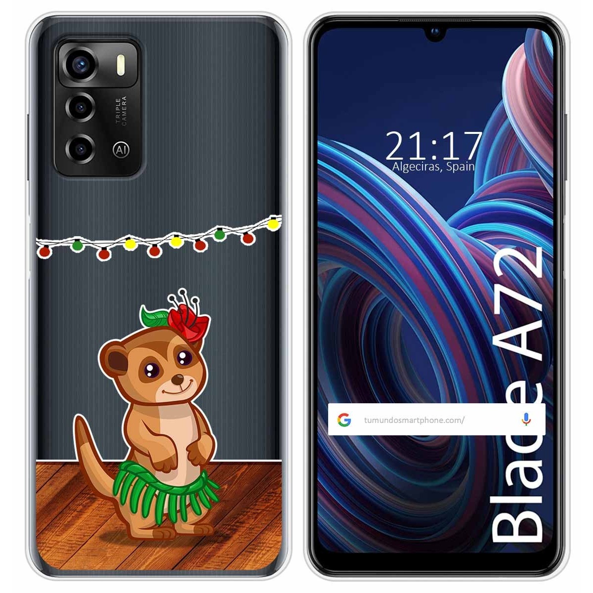 Funda Silicona Transparente para ZTE Blade A72 diseño Suricata Dibujos