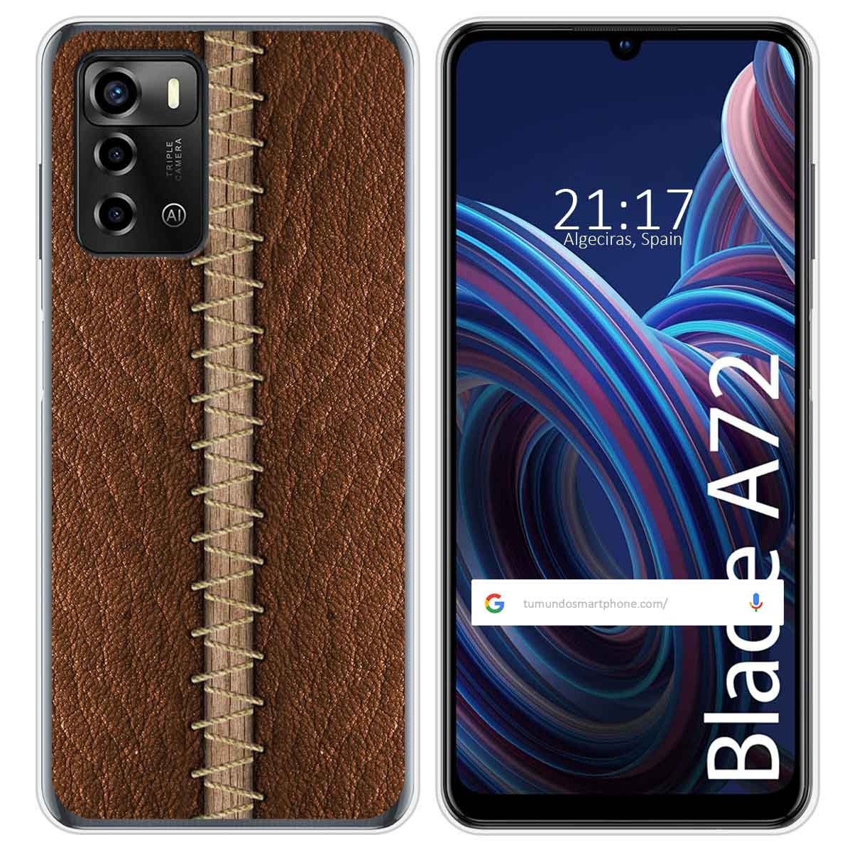 Funda Silicona para ZTE Blade A72 diseño Cuero 01 Dibujos