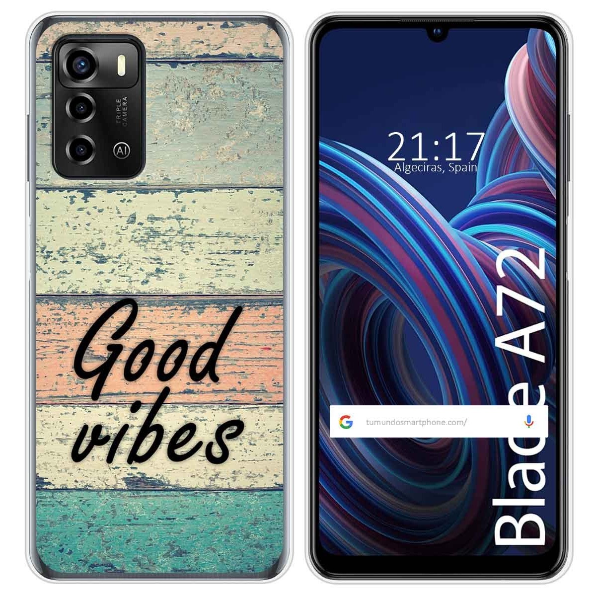 Funda Silicona para ZTE Blade A72 diseño Madera 01 Dibujos