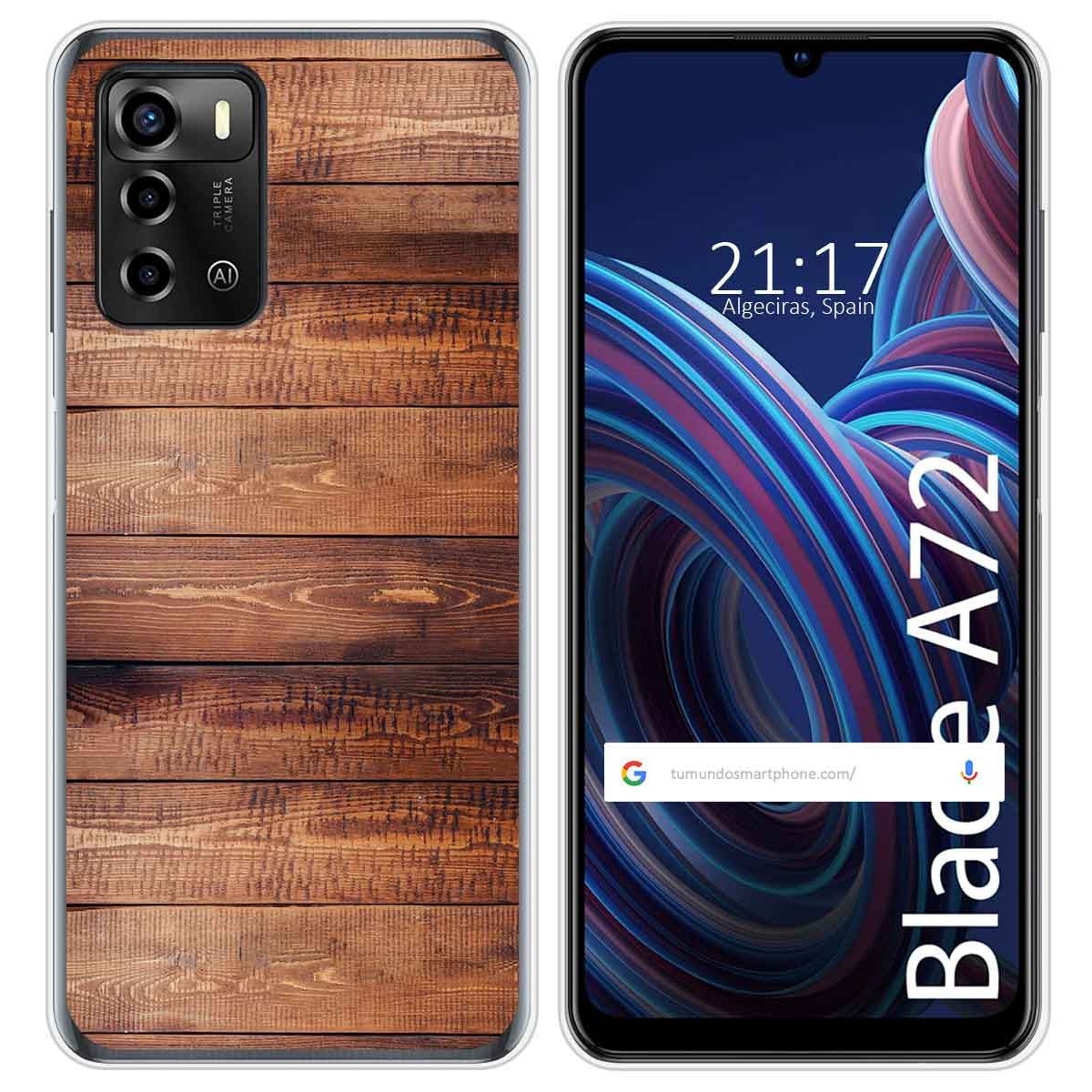 Funda Silicona para ZTE Blade A72 diseño Madera 02 Dibujos