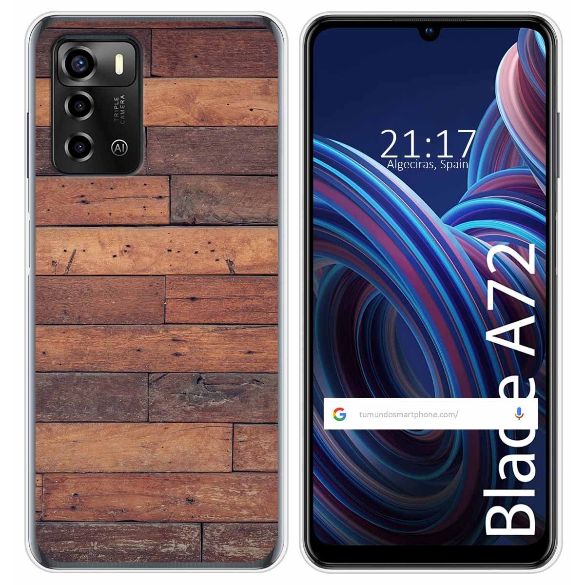 Funda Silicona para ZTE Blade A72 diseño Madera 03 Dibujos