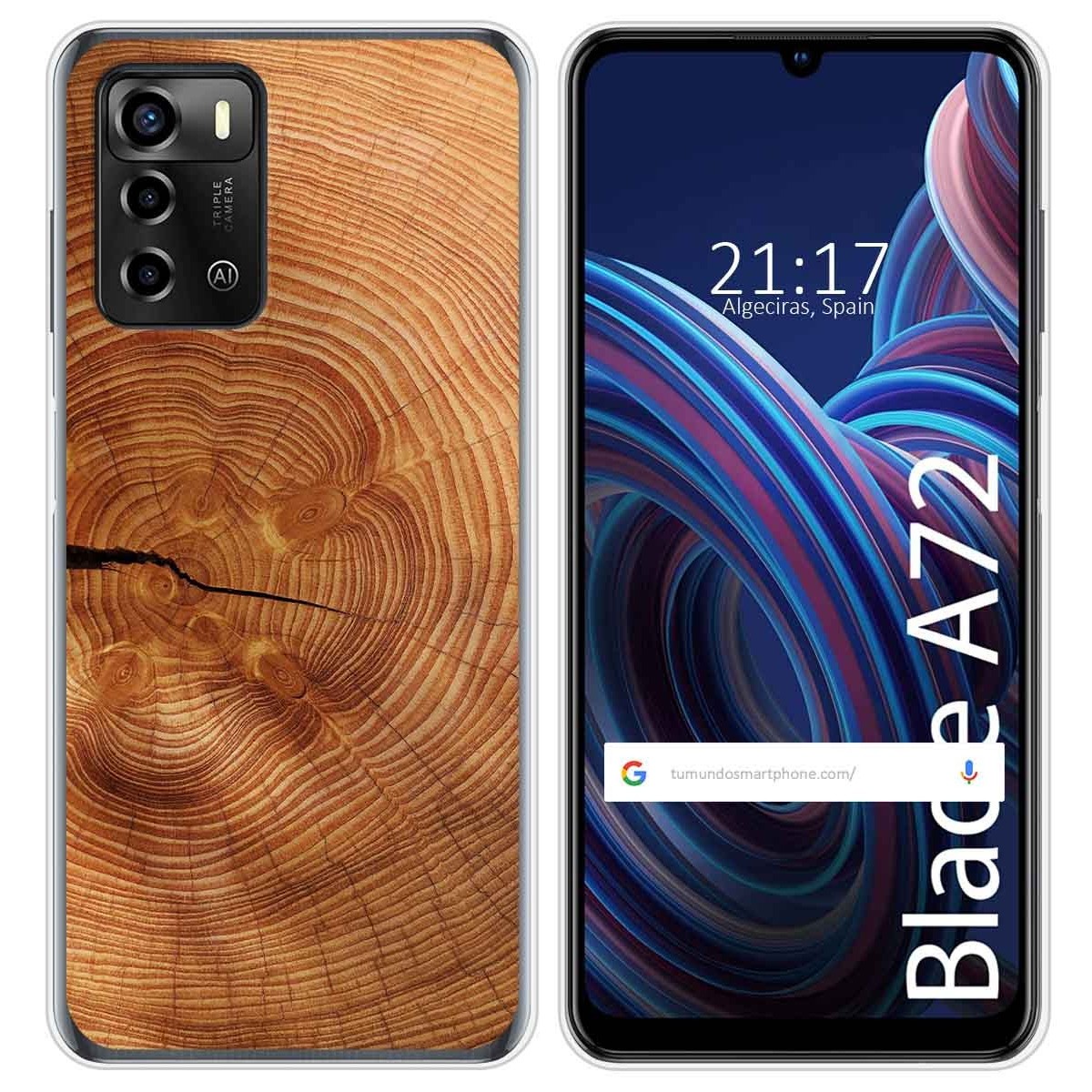 Funda Silicona para ZTE Blade A72 diseño Madera 04 Dibujos