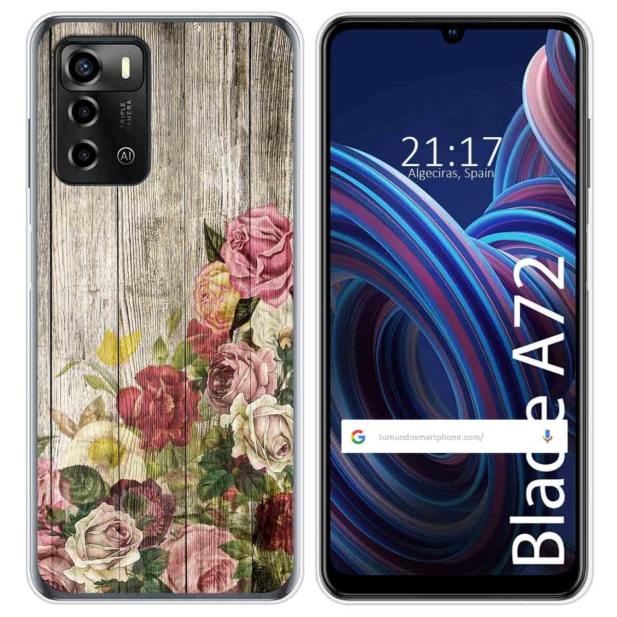 Funda Silicona para ZTE Blade A72 diseño Madera 08 Dibujos