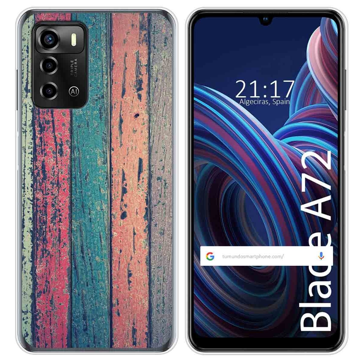 Funda Silicona para ZTE Blade A72 diseño Madera 10 Dibujos