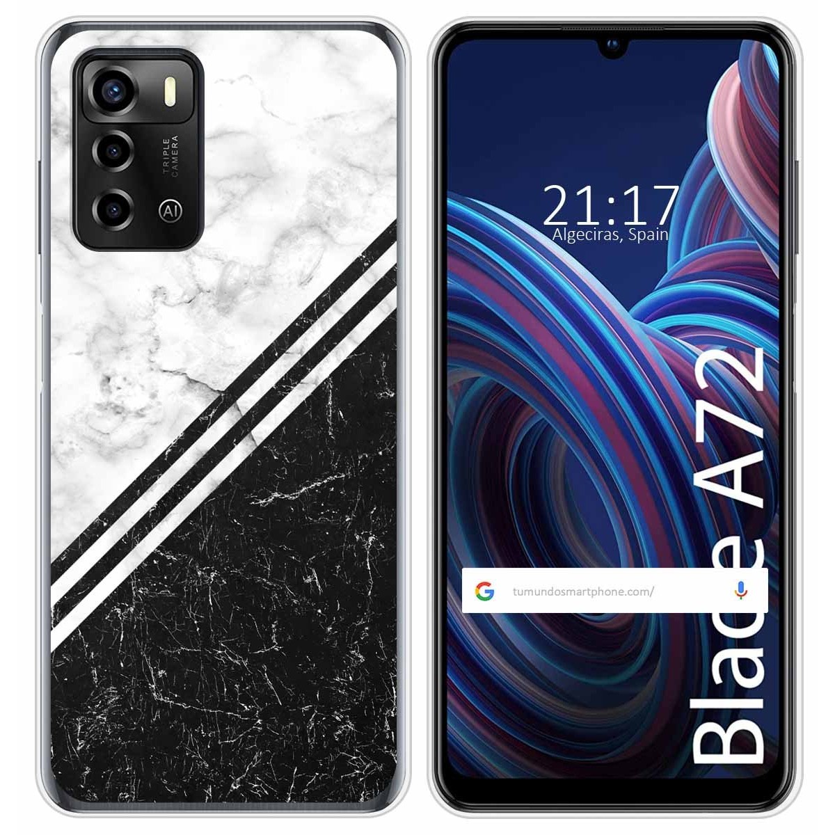 Funda Silicona para ZTE Blade A72 diseño Mármol 01 Dibujos