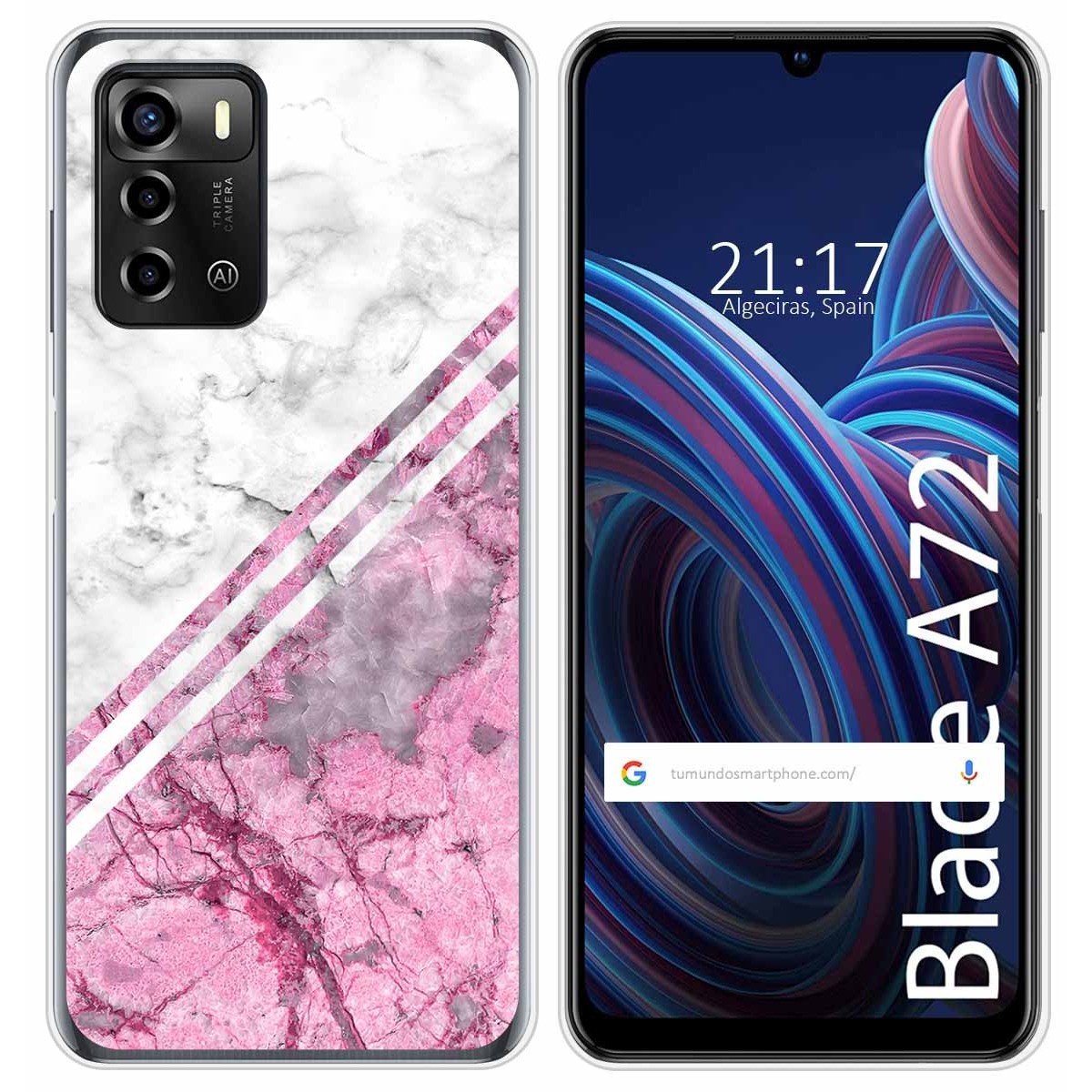Funda Silicona para ZTE Blade A72 diseño Mármol 03 Dibujos