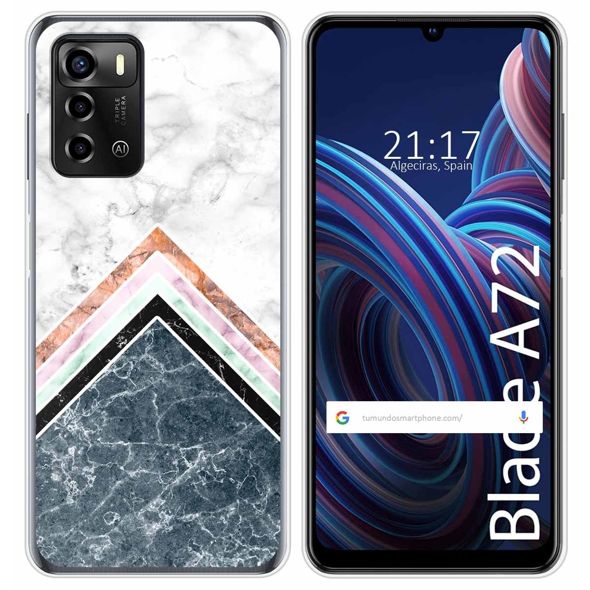 Funda Silicona para ZTE Blade A72 diseño Mármol 05 Dibujos