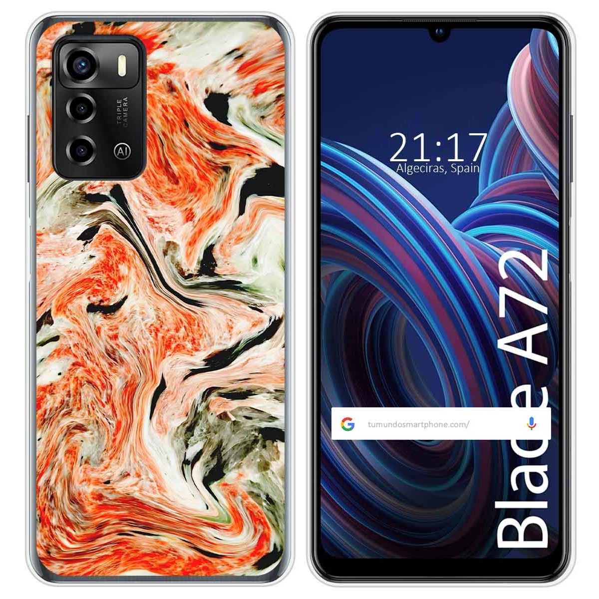Funda Silicona para ZTE Blade A72 diseño Mármol 12 Dibujos