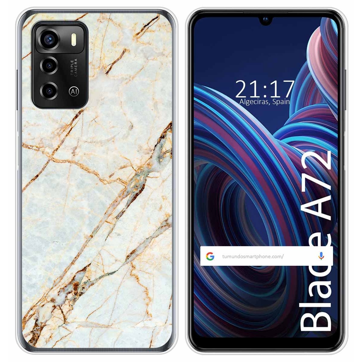 Funda Silicona para ZTE Blade A72 diseño Mármol 13 Dibujos