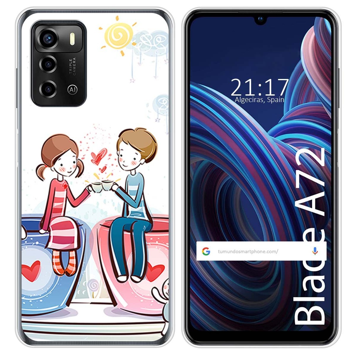 Funda Silicona para ZTE Blade A72 diseño Café Dibujos