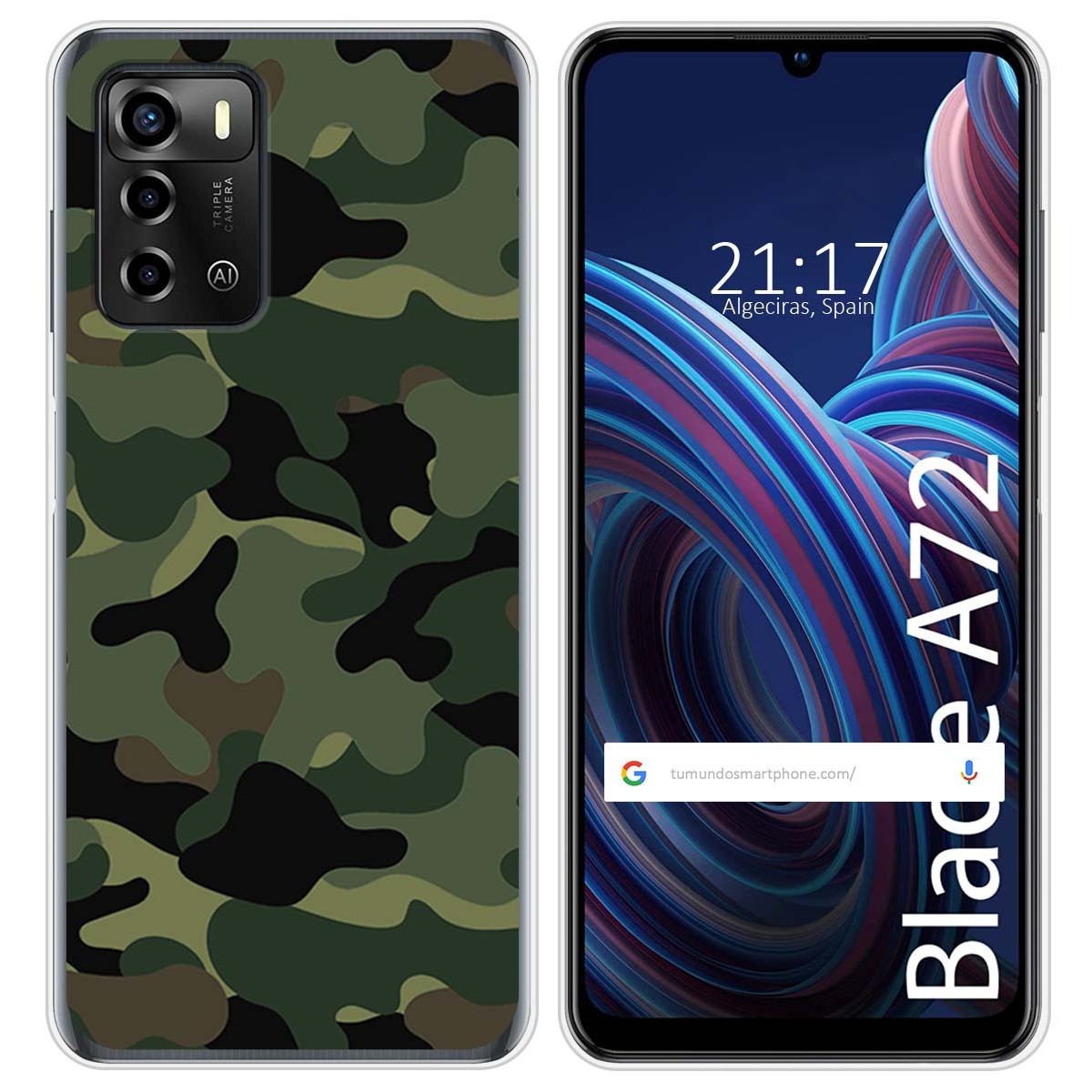 Funda Silicona para ZTE Blade A72 diseño Camuflaje Dibujos