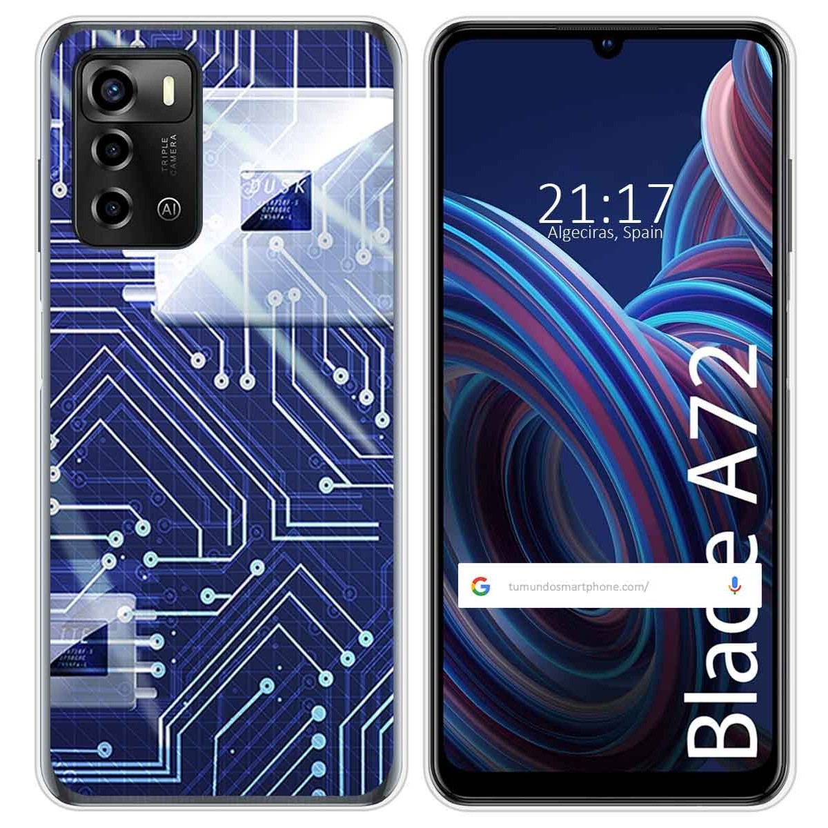 Funda Silicona para ZTE Blade A72 diseño Circuito Dibujos