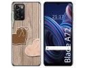 Funda Silicona para ZTE Blade A72 diseño Corazones Madera Dibujos