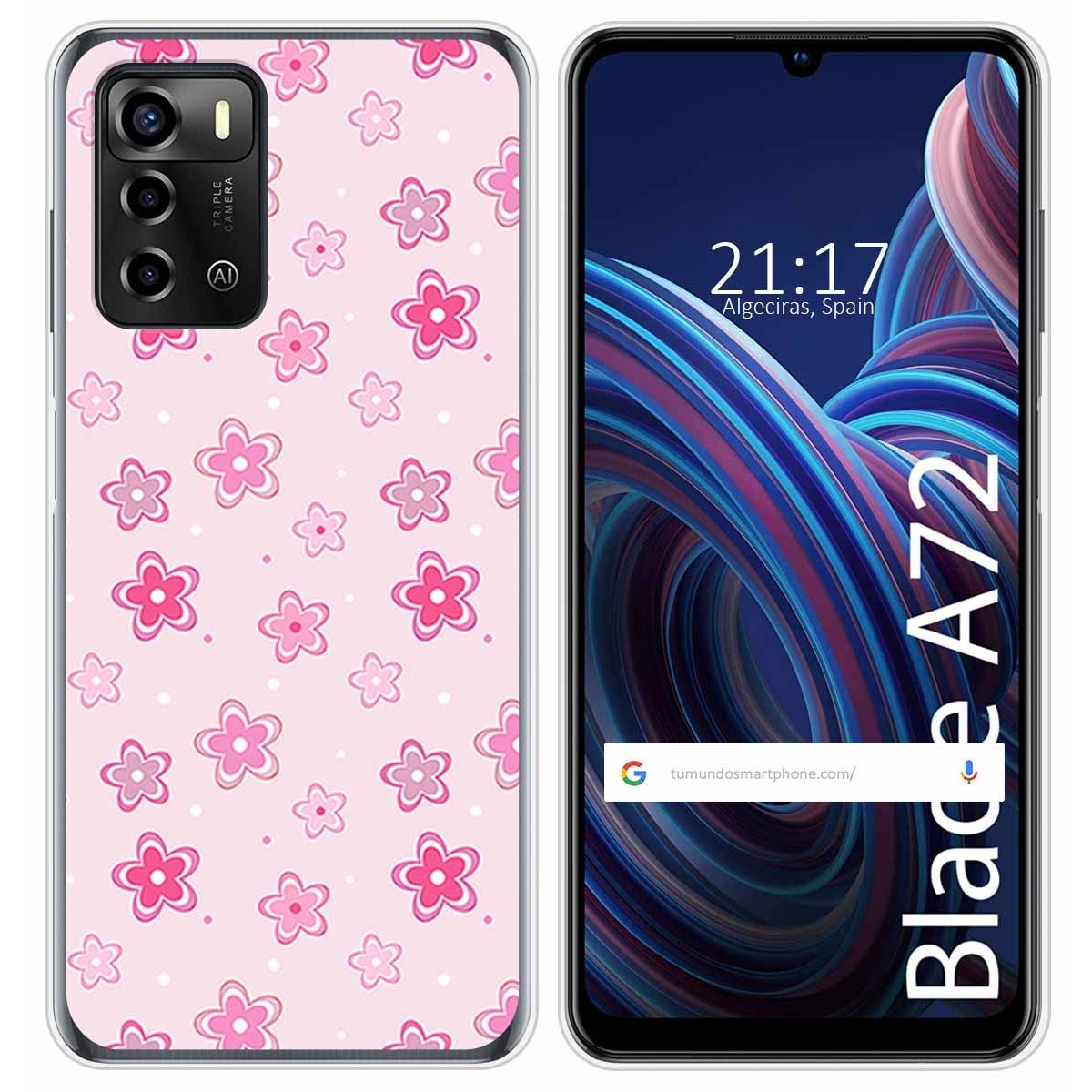 Funda Silicona para ZTE Blade A72 diseño Flores Dibujos