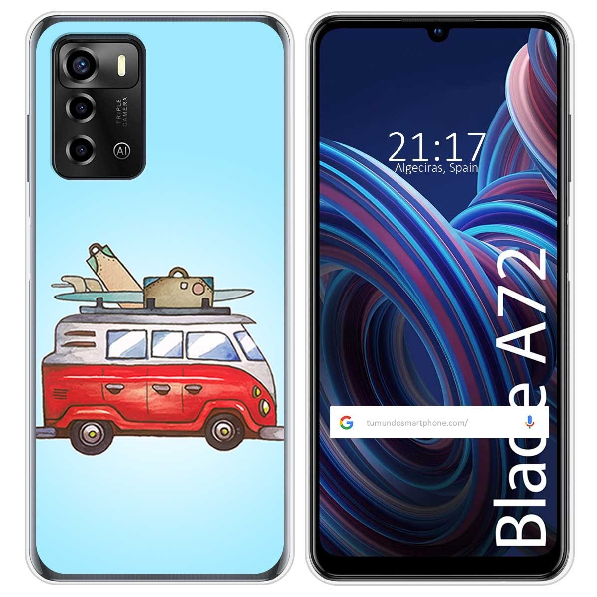 Funda Silicona para ZTE Blade A72 diseño Furgoneta Dibujos