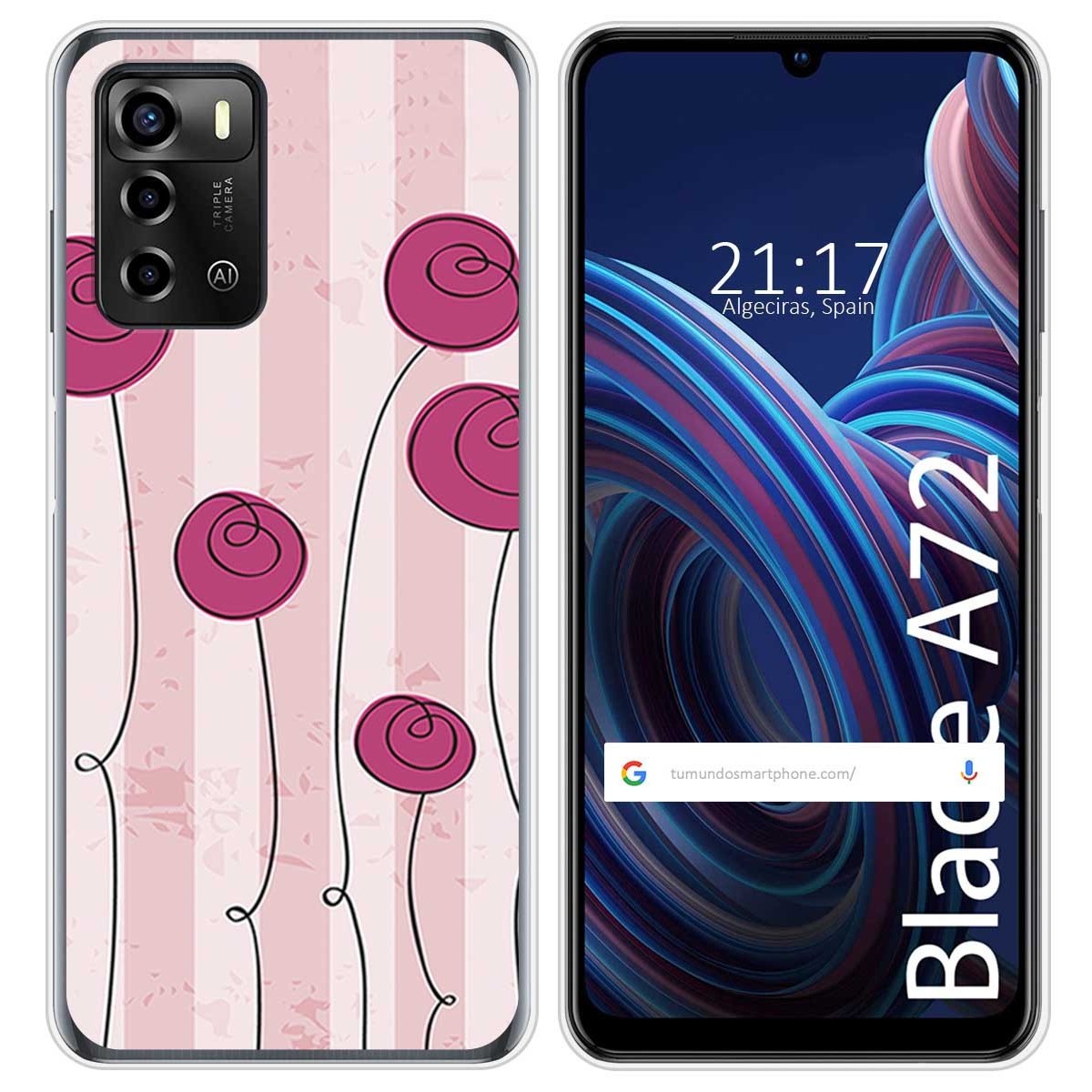 Funda Silicona para ZTE Blade A72 diseño Flores Vintage Dibujos