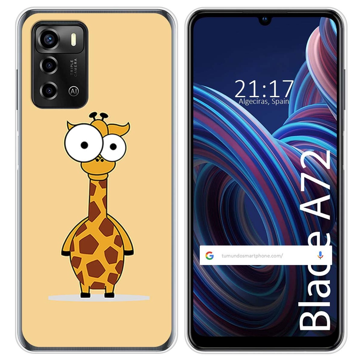 Funda Silicona para ZTE Blade A72 diseño Jirafa Dibujos