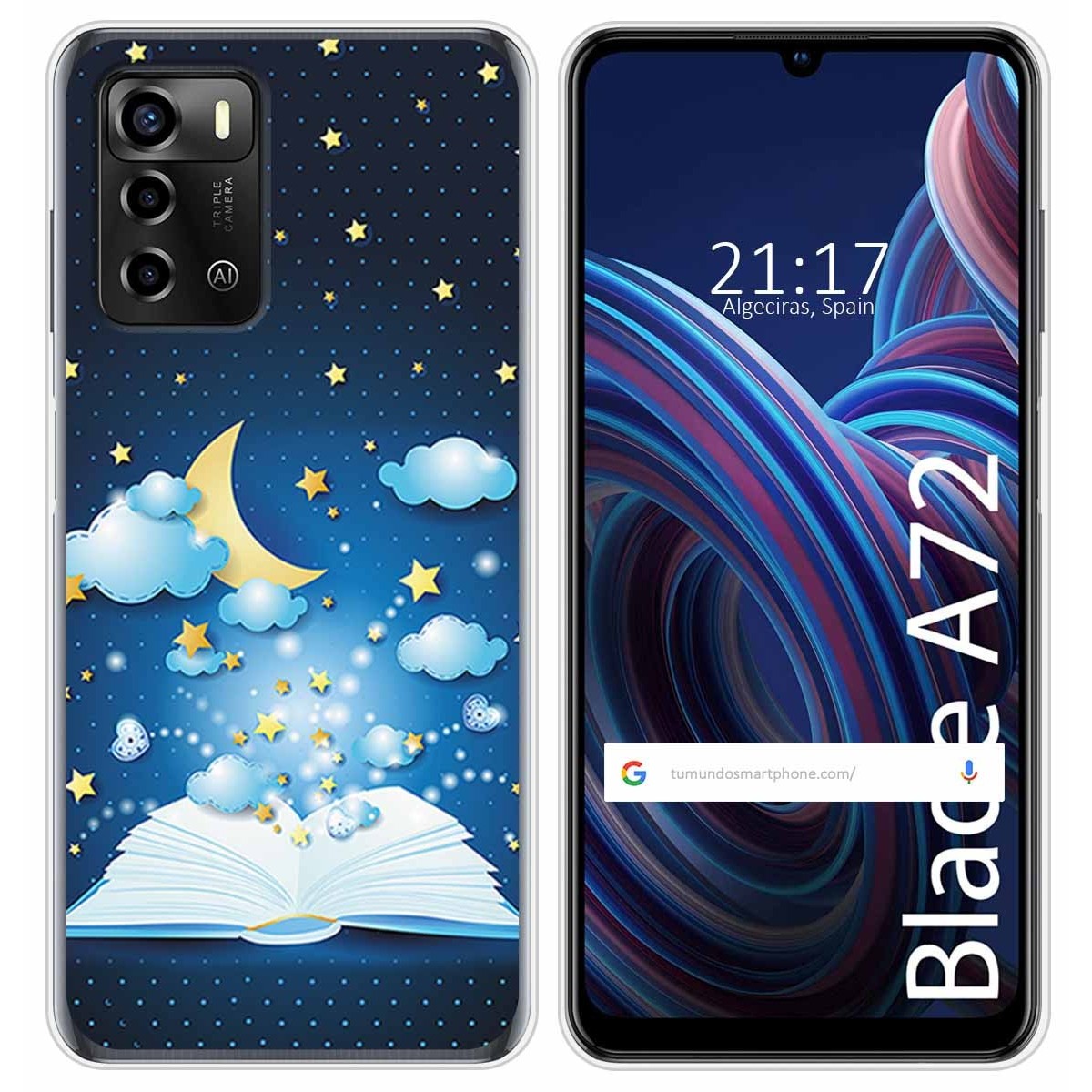 Funda Silicona para ZTE Blade A72 diseño Libro Cuentos Dibujos