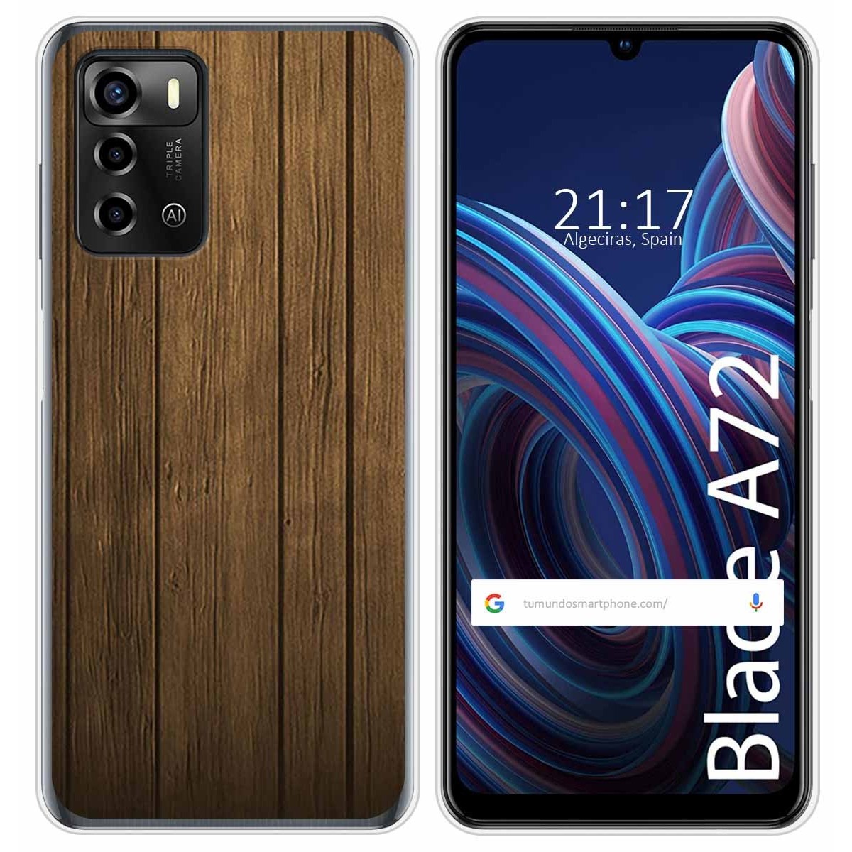 Funda Silicona para ZTE Blade A72 diseño Madera Dibujos