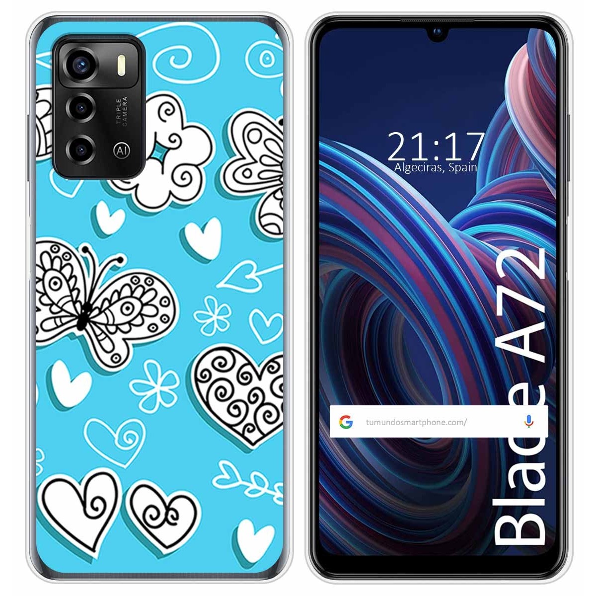 Funda Silicona para ZTE Blade A72 diseño Mariposas Dibujos